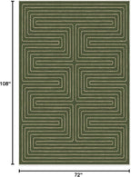 RUGGABLE x Jonathan Adler Machine Washable Modern Area Rug – Labyrinth Fern Green 6x9, Stain-Resistant, Non-Slip – Medium Rugs for Living Room, Bedroom, Hallway, Entryway & Office–with Cushioned Pad