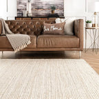 nuLOOM 5x8 Rigo Jute Hand Woven Area Rug, Off White, Solid Farmhouse Design, Natural Fiber, For Bedroom, Living Room, Dining Room, Hallway, Office, Kitchen, Entryway
