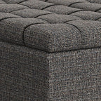 SIMPLIHOME Harrison 30 inch Wide Transitional Square Small Coffee Table Storage Ottoman in Ebony Tweed Polyester, Assembled, for The Living Room and Bedroom