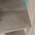 Sauder Ladder Bookshelf 5 Tier Trestle Ladder Shelf Wooden Bookcase, in Mystic Oak