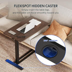 FLEXISPOT Adjustable C Table with Wheels, Mobile Snack Side End Table Sofa Couch Bedside Table Laptop Rolling Cart TV Tray Night Stand for Small Space Side Table(31.5" W x 17.7" D,Rustic Brown)