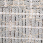 SIMPLIHOME Noreen Boho Square Pouf in Light Blue, White Handloom Woven Pattern for the Living Room, Bedroom and Kids Room