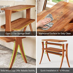 LITTLE TREE Narrow Side Table Set of 2, Small Side Table, 2-Tier Farmhouse End Table with Solid Wood Legs, Space-Saver for Living Room, Bedroom, Entryway (Walnut)