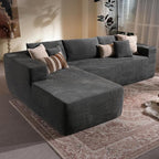 106" Cloud Sectional Couch with Chaise Lounge,L Shaped Modular Modern Sofa,Comfy Corduroy Fluffy Couches with Deep Seat,No Assembly Required Couch for Living Room(Left,Stripe Corduroy,Gray)