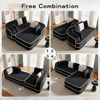 106" Cloud Sectional Sofa, Modern Boneless Couch for Living Room, Deep Seat Comfy Teddy Fabric L Shaped Sofa Chaise, No Assembly Required (Black, 106" L Shape with Right Facing Chaise)