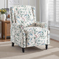 Wingback Recliner Chair, Floral Fabric Pushback Recliner Chair, Upholstered Armchair Push Back Recliner, Rivet Trim Single Sofa Accent Chair with Wood Legs for Living Room, Bird