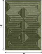RUGGABLE x Jonathan Adler Machine Washable Modern Area Rug – Labyrinth Fern Green 5x7, Stain-Resistant, Non-Slip – Medium Rugs for Living Room, Bedroom, Hallway, Entryway & Office–with Standard Pad