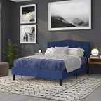 BizChair Tufted Upholstered Queen Size Headboard in Navy Fabric