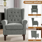 Pia Ricco Mid-Century Modern 2-Piece Wingback Chair Set - Plush Upholstered Accent Chairs with Solid Wood Legs, High Back Lounge Seating for Living Room, Bedroom & Office - Retro Matched Pair (Gray)