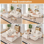 118" Modular Sectional Sofa, Cloud Sectional Couch with Deep Seat, Modern Modular Sofa with L Shaped Comfy Cloud Upholstered Boneless Couches for Living Room Bedroom, White