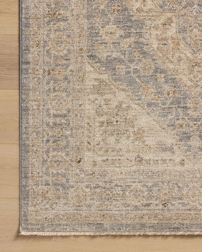 Loloi Magnolia Home by Joanna Gaines Junie Collection JUE-05 Denim/Natural 6'-7" x 9'-10", .38" Pile Height, Area Rug