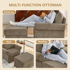 35.82" Accent Chair with Ottoman Upholstered Living Room Chairs for Reading Chair with Chaise Lounge Chairs Indoor, Comfortable Armchair for Bedroom (Brown, 35.82")