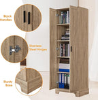 Tall Storage Cabinet, Bathroom Floor Freestanding Storage Cabinet with 2 Doors, 5 Shelves, and Adjustable Shelves for Bathroom, Office, Living Room, Brown