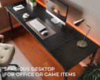 Huuger Computer Desk, 80 Inch Office Desk, Gaming Desk with Storage, Writing Desk Work Desk for Home Office, Study, Long Simple Desk, Large Legroom, Metal Frame, Black