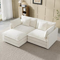 Modular Sectional Sofa, 76.7 Inch L-Shaped Cloud Sofa with Deep Seat Comfortable Chenille Sofa with Cushion Double Sectional Sofa for Living Room Apartment,White