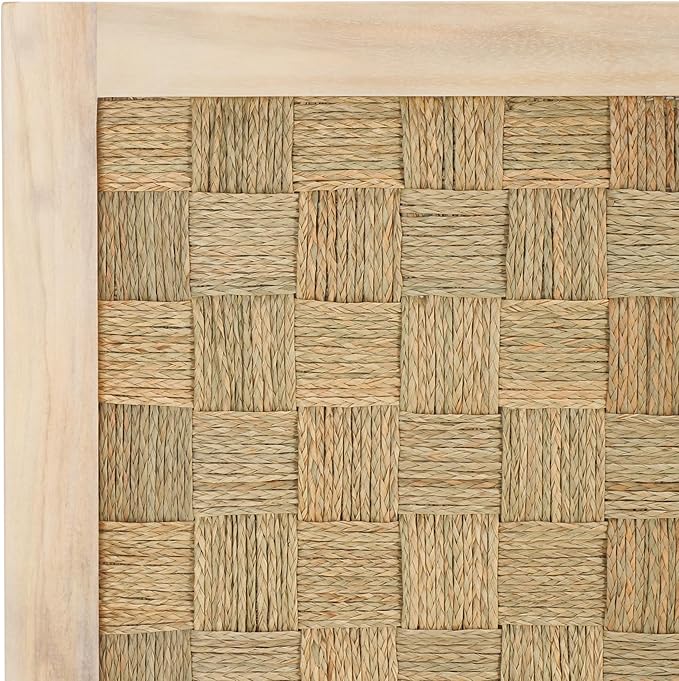 SAFAVIEH Home Collection Halvor Rattan Queen Size Headboard White Wash Frame & Natural Brown