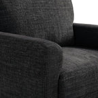 Studio Living® Matthew 39.8" Arm Chair, Mid-Century Modern, Pocket Coil Comfort, Metal Brushed Bronze Legs, Chenille Fabric, Black