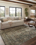 Loloi Magnolia Home by Joanna Gaines Banks Collection BAN-05 Spice/Blue 3'-6" x 5'-6" .13" Pile Height, Machine Washable, Accent Rug