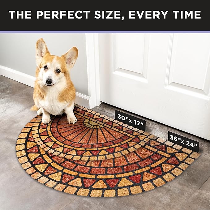 ubdyo Welcome in Style Front Door Mat - Low Pile Front Door Mat Outside Entrance - Muddy Dirt Trapping Welcome Matt Outdoor - Rubber Backing Anti Slip Indoor Doormat Entrance, 30" x 17"