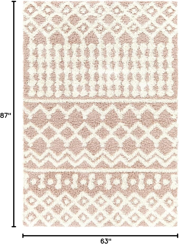 Livabliss Hapsburg Moroccan Shag Area Rug,5'3" x 7'3",Dusty Pink