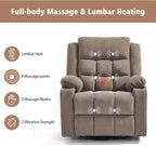 Swivel Rocker Recliner Chair for Adults with Massage and Heat, Cup Holders and Side Pockets, Glider Rocking Reclining Single Sofa Chair for Living Room (Coffee)