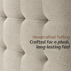 Jocisland Wood King Size Bed Frame,Tall Upholstered Tufted Headboard, Solid Wood Platform, No Box Spring Needed, Walnut
