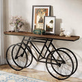 Tribesigns 70.9-Inch Extra Long Console Table, Narrow Sofa Table with Bicycle Metal Base, Modern Industrial Entryway Table Behind Couch Table for Living Room, Hallway, Entrance, Foyer, Rustic Brown