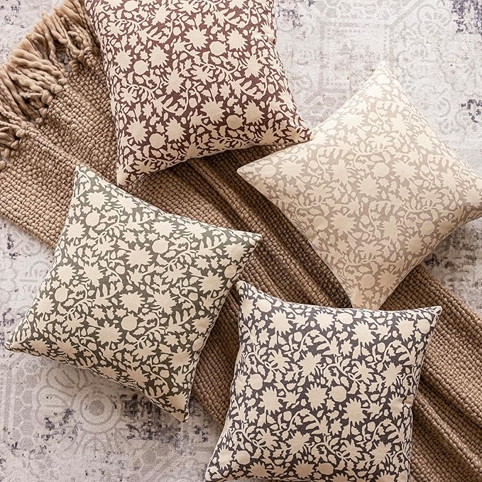 Foindtower Set of 2 Decorative Long Body Lumbar Throw Pillow Covers Accent Farmhouse Cushion Covers Boho Floral Pillowcase for Couch Sofa Bedroom Living Room Home Decor,14×36 Inch,Ivory Beige