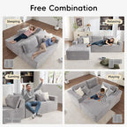 108" Boneless Couches for Living Room, Modular Sectional Sofa with Oversized Chaise, L-Shape Cloud Couch with Deep Seat, High-Density Memory Foam, No Assembly Required, Plush Corduroy Grey