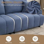 88 "Modern Boucle Sofa Couch, Oversized Comfy 3 Seater Sherpa Curved Sofas Deep Seat, Upholstered Loveseat Teddy Round Arm Couches for Living Room, Bedroom, Blue