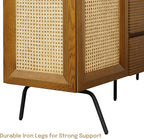 NTC MOSSIC Sideboard with 2 Doors and 3 Drawers, Buffet Cabinet with Natural Rattan and Metal Legs, Modern Storage Cabinet for Living Room, and Hallway, Effortless Assembly - Rustic Oak