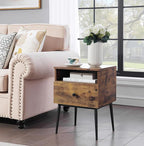 VECELO Modern Nightstands Set of 2,Square End Side Table with Drawer and Storage Space for Bedroom and Living Room