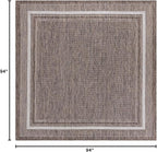 Unique Loom Outdoor Border Collection Area Rug - Soft Border (7' 10" Square Brown/Ivory)