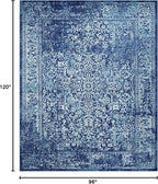 SAFAVIEH Area Rug 8x10 - Evoke Collection - Large - Navy & Ivory, Distressed Design, Non-Shedding & Easy Cleaning, Ideal for Living Room, Bedroom, Dining Space (EVK256A)