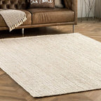 nuLOOM 5x8 Rigo Jute Hand Woven Area Rug, Off White, Solid Farmhouse Design, Natural Fiber, For Bedroom, Living Room, Dining Room, Hallway, Office, Kitchen, Entryway
