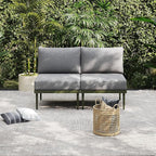 Sundale Outdoor 2 Pieces Patio Furniture Set, Metal Outdoor Sectional Sofa with 6 Inch Olefin Cushion, All-Weather Modern Outdoor Conversation Sets