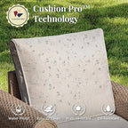 Patio Furniture Set 6 pcs, Wicker Outdoor Patio Furniture, 3-Seat Sofa, 2 Single Chairs, 2 Ottomans and Coffee Table, Rattan Patio Conversation Set for Backyard Deck, Beige