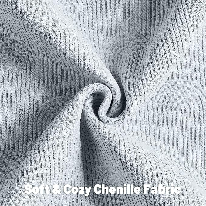 FUTEI Light Blue Chenille Decorative Throw Pillow Covers 24x24 Inch Set of 2,Soft Cozy Striped Geometric Patterns European Cushion Cases,Modern Home Decor for Couch Bed Living Room