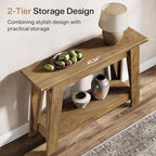 Tribesigns 41.3" Farmhouse Console Table, 2-Tier Wooden Entryway Table with Storage, Rustic Narrow Behind Couch for Living Room, Hallway, Foyer,Natural
