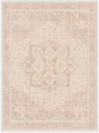 RUGGABLE Washable Area Rug – Kamran Soft Pink 9x12, Stain-Resistant, Non-Slip – Large Machine Washable Rugs for Living Room, Bedroom, Hallway, Entryway & Office–with Cushioned Pad