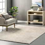 nuLOOM 4' x 6' Cozy Plush SuperiorWash Area Rug, Machine Washable, Non-Slip, Soft Fluffy Shag Carpet for Living Room Bedroom Kids Room Nursery Home Decor, Loni Cream