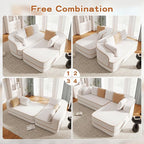 Cloud Sectional Sofa Modern Boneless Couch for Living Room, Comfy Deep Seat Comfy Teddy Fabric Double Sofa Chaise No Assembly Required (White, 106" L Shape with Right Facing)