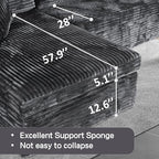 108-inch Boneless Couch for Living Room，Comfy Boneless Sofa with Deep Seats & Chaise Lounge, 3-Seat Modular Sofa Memory Foam Sectional Couches - No Assembly Required(Dark Grey)