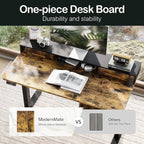 Standing Desk with 4 Drawers, 47.2 x 23.6 Inch Whole Piece Height Adjustable Electric Sit Stand Desk, Computer Home Office Workstation with Open Storage Shelf, Rustic Brown