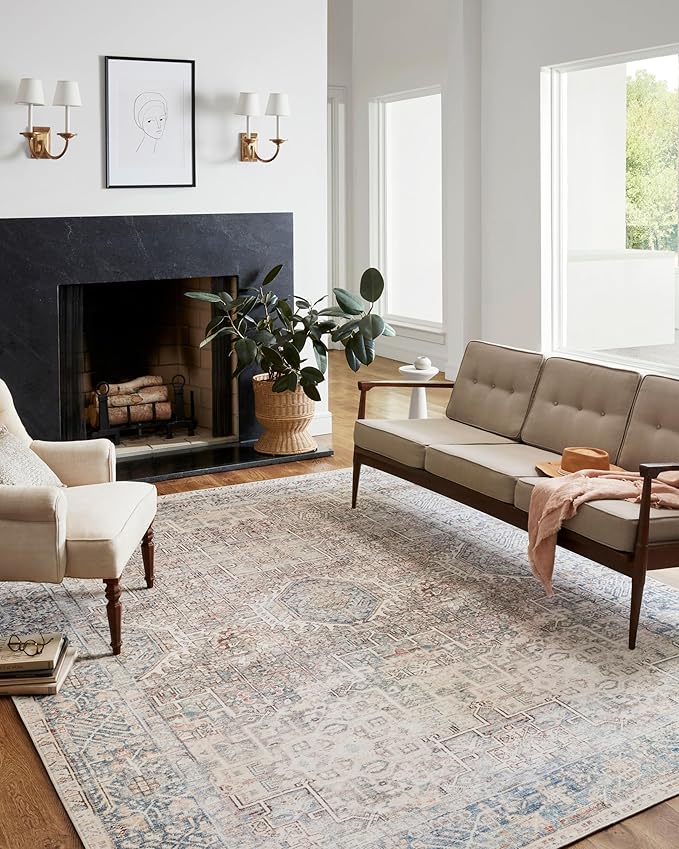 Loloi Chris Loves Julia Jules Collection JUL-07 Natural/Ocean 2'-6'' x 9'-6'', .13" Pile Height, Runner Rug