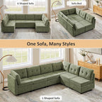 VANOMi 6 Seat Cloud Couches for Living Room, 118" Convertible Modular Cloud Sofas & Couches, Comfy Chenille Sectional Couch Sofa for Apartment, Office, Olive Green, L/U Shaped