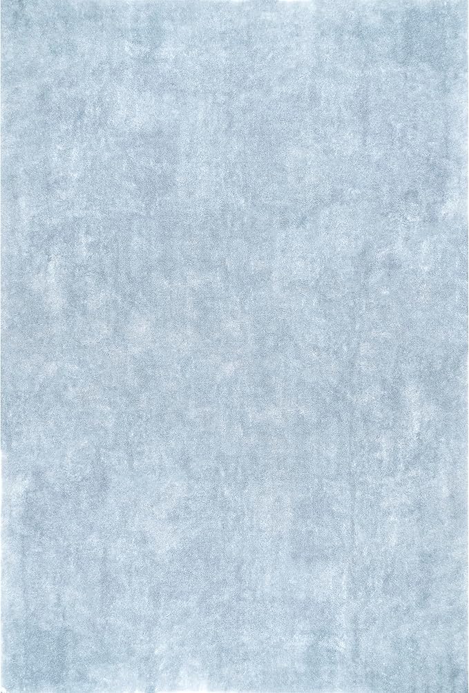 nuLOOM 8' x 10' Cozy Plush SuperiorWash Area Rug, Machine Washable, Non-Slip, Soft Fluffy Shag Carpet for Living Room Bedroom Kids Room Nursery Home Decor, Loni Light Blue