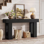 Tribesigns Console Table, 63" Farmhouse Entryway Table, Rectangular Wooden Accent Console for Entrance, Hallway & Living Room (Black)