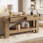 Tribesigns 63" Console Table with 2 Drawers, Farmhouse Entryway Table with Storage Shelf and Sturdy Legs, Wooden Sofa Table for Living Room, Hallway, Entrance (Brown)
