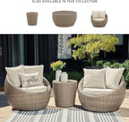 Signature Design by Ashley Danson Outdoor Lounge Chair with Cushion and 360-Degree Swivel, Set of 2, UV-Resistant Performance Fabric and Resin Wicker, Light Brown